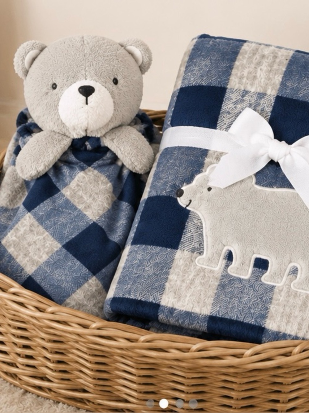 NEW NIB Lot Baby Lovey AND Blanket Gift Set Newborn Shower Gift Plush Bear Blue